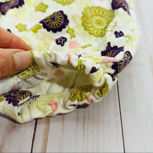 Tea Collection green purple pink cream floral shorts onesie - Picture 3 of 5